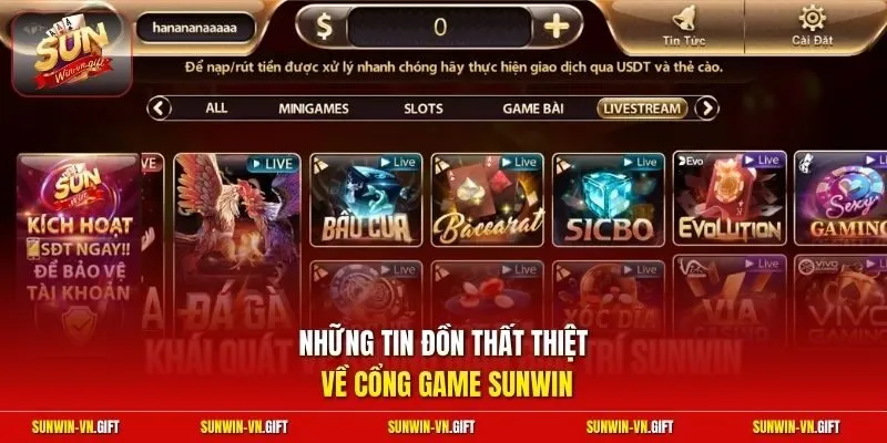 Những tin đồn thất thiệt về cổng game Sunwin